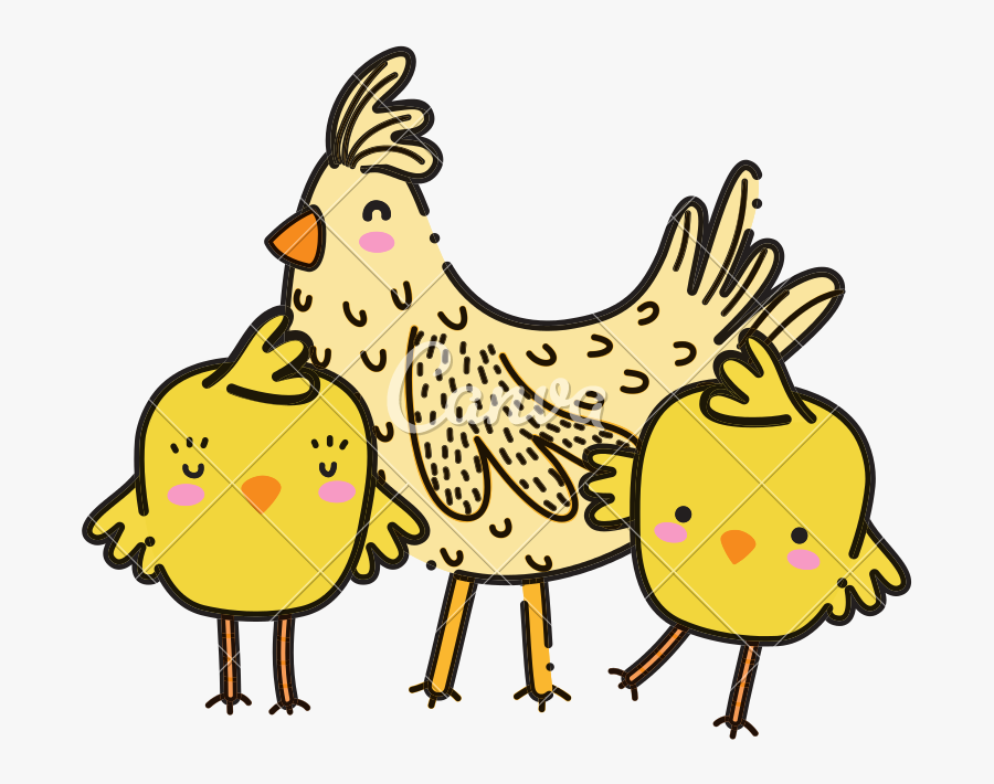Hen With Chicks Clipart - Cartoon, Transparent Clipart