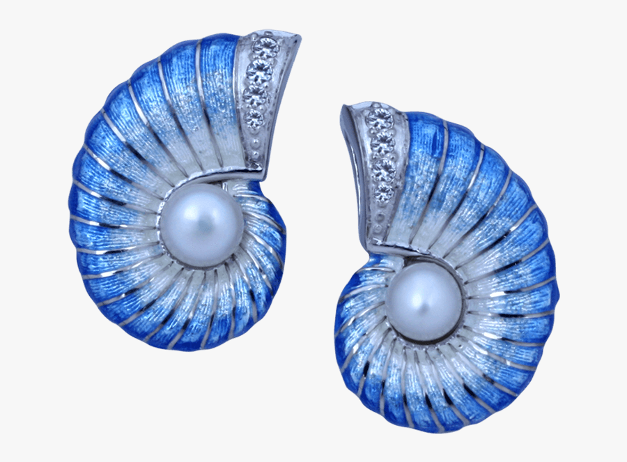 Guy Harvey Nautilus Earrings With Pearls- Enamel Sterling - Nautilus Pearl Earrings, Transparent Clipart