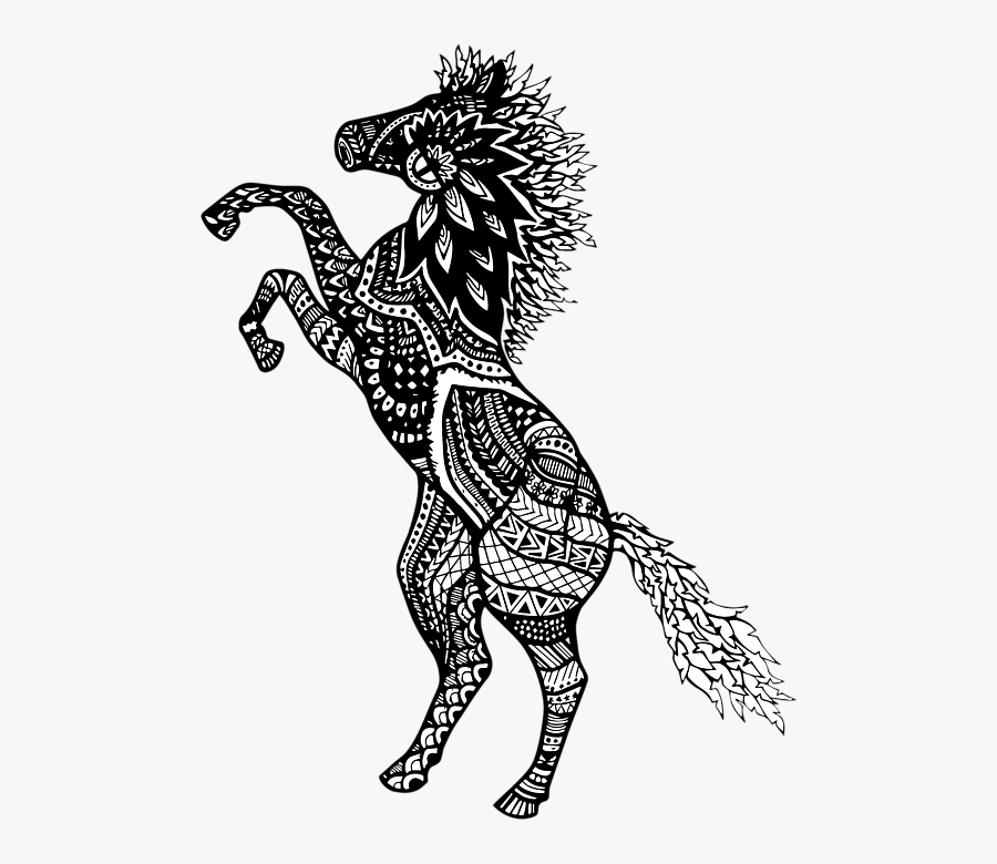 Zentangle Horse, Transparent Clipart