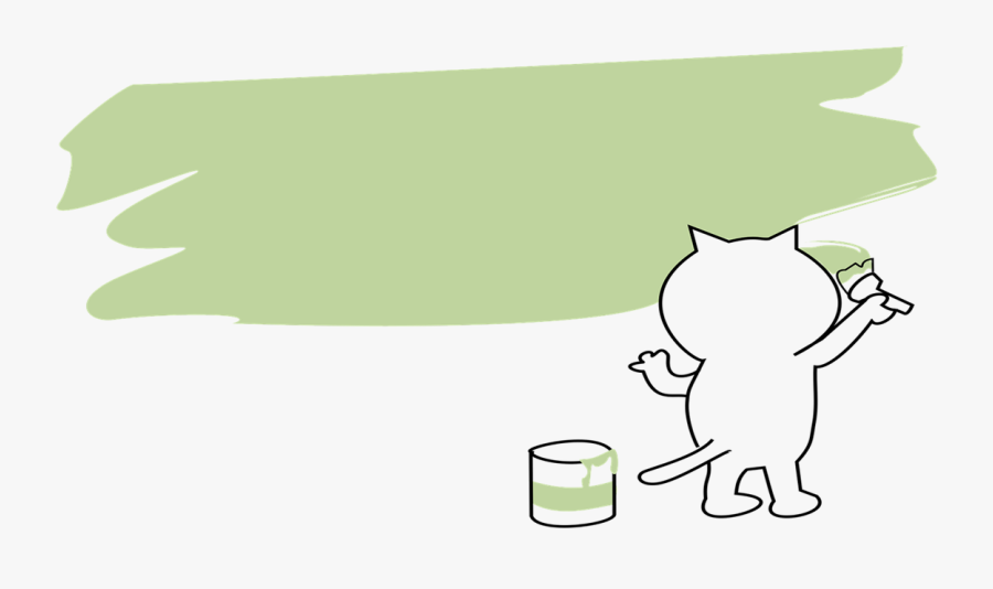An Illustration Of A Cat Painting A Wall Green - Cartoon, Transparent Clipart