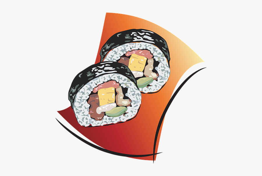 Sushi, Roll, Fish, Rice, Chinese, Raw, Food, Seafood - Design, Transparent Clipart