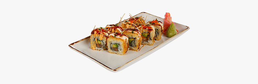 High Angle Picture Of Our Katsu Sushi Roll On A White - California Roll, Transparent Clipart