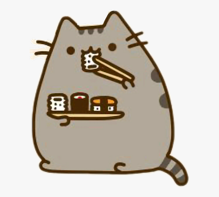 #sushiroll #sushi #sushitime #pusheen #pusheen Cat - Pusheen Cat Eating Sushi, Transparent Clipart