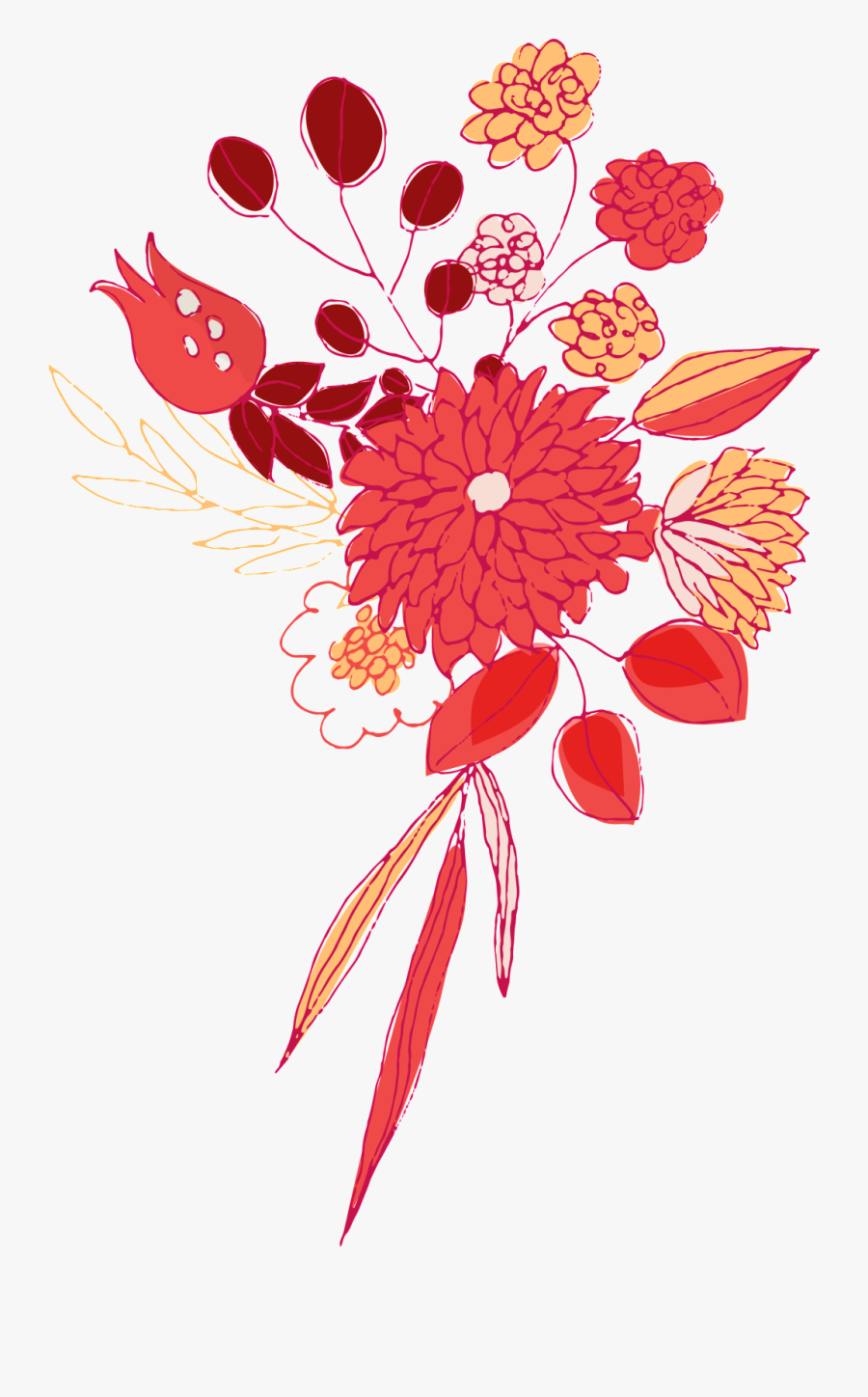 Transparent Drawn Flower Png - Hand Drawn Red Flower Png, Transparent Clipart