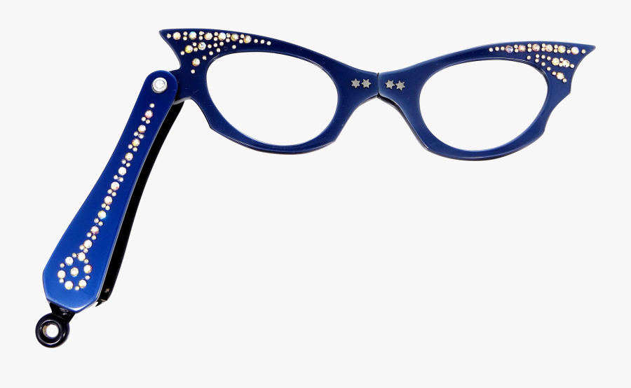 Vintage Blue Rhinestone Cat Clipart , Png Download - Vintage Rhinestone Cat Eyes Eyeglasses, Transparent Clipart