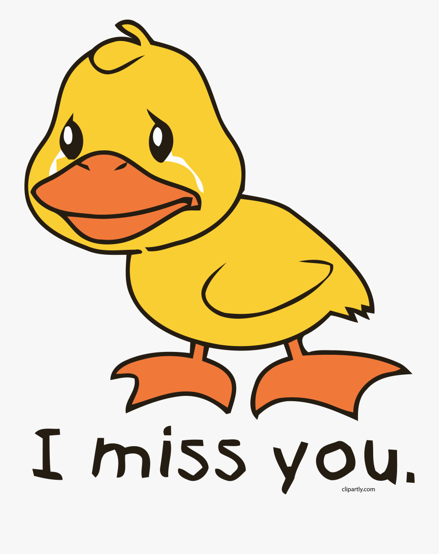I Miss You Crying Yellow Duckling Duck Card Clipart - Cartoon I Miss U, Transparent Clipart