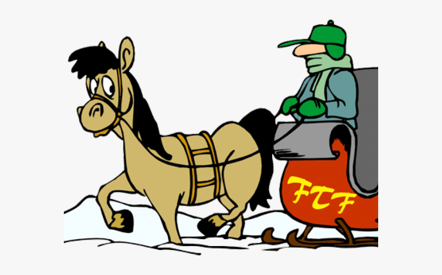 Transparent Sled Clipart - Horse Drawn Cartoon Sleigh Ride, Transparent Clipart