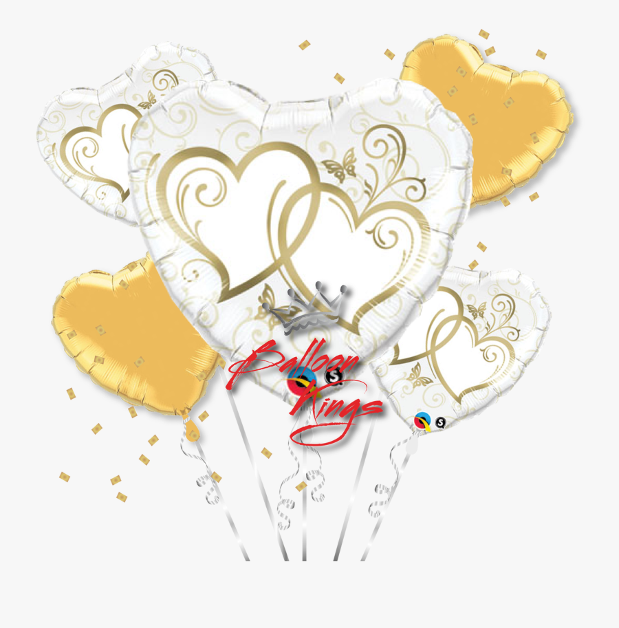 Entwined Gold Hearts Bouquet, Transparent Clipart