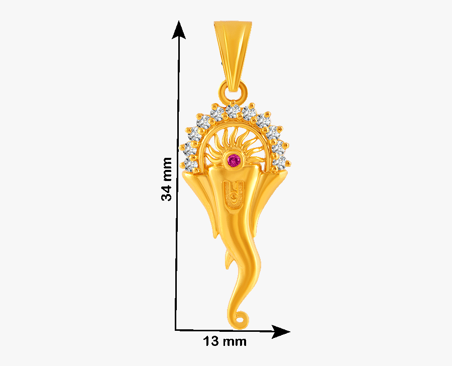 22kt Yellow Gold American Diamond And Ruby Pendant - Illustration, Transparent Clipart