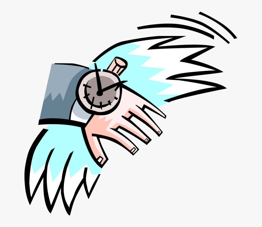 Vector Illustration Of Time Flies With Wristwatch, Transparent Clipart