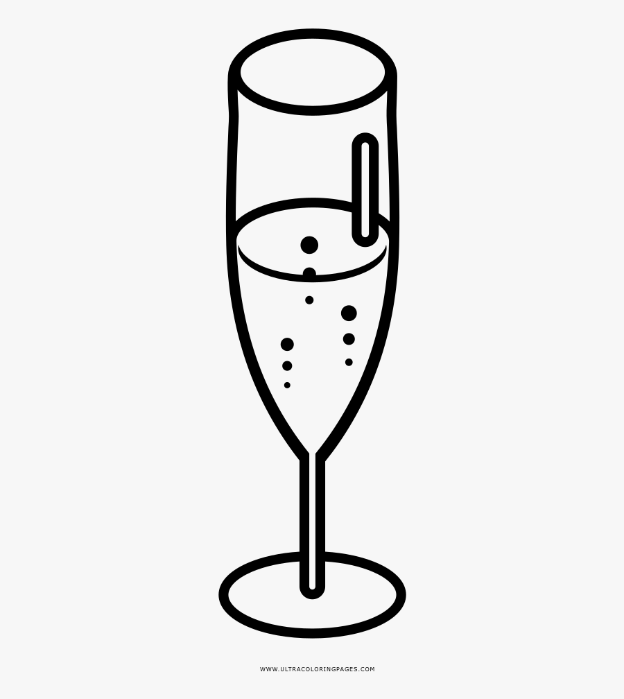 Champagne Coloring Page - Champagne Stemware, Transparent Clipart
