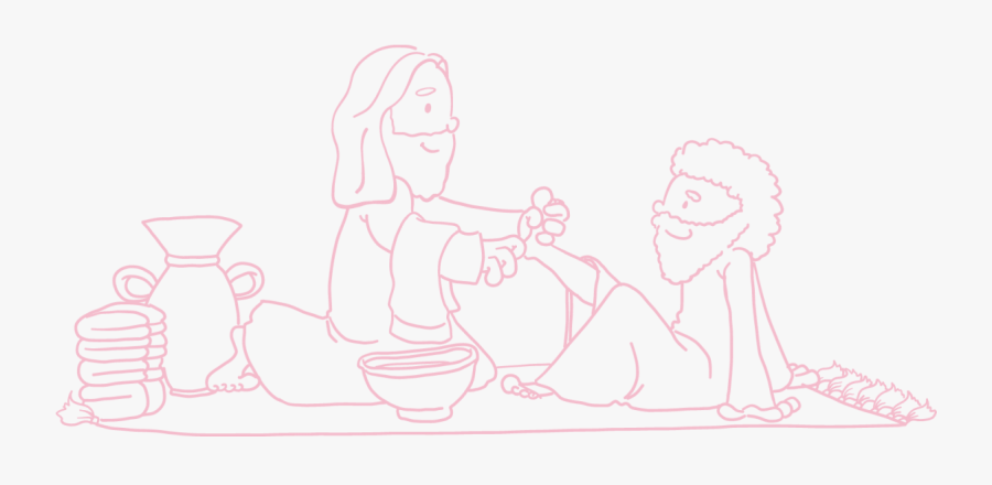 Clip Art Jesus Washing Disciples Feet Image - Sketch, Transparent Clipart