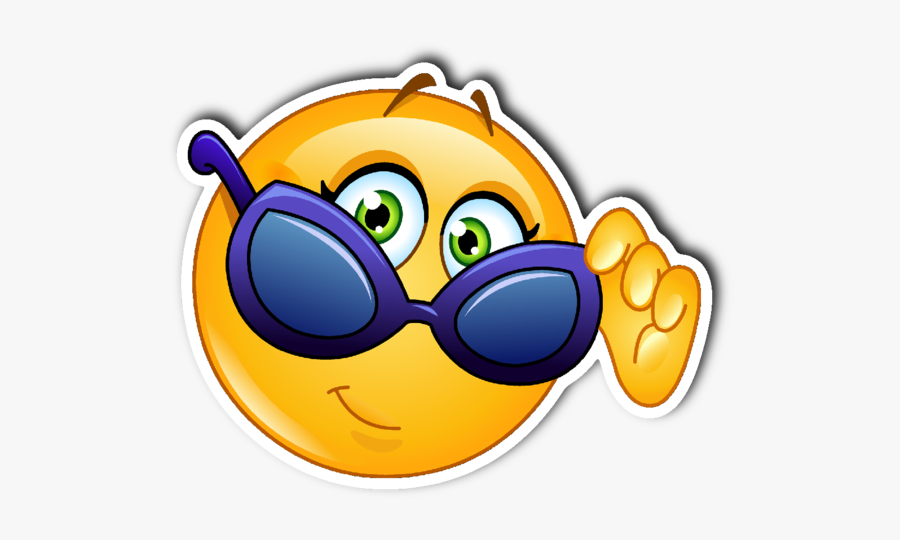 Sunglasses Emoji Clipart Calm - Looking Over Glasses Cartoon, Transparent Clipart