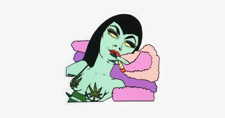 Stoner Babe Sticker - Cartoon, Transparent Clipart
