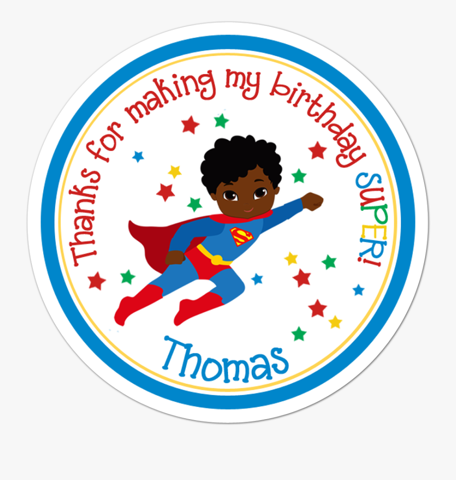 African American Superman Personalized Sticker Birthday, Transparent Clipart