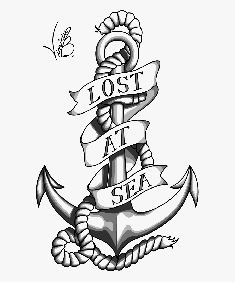 Reading For By Mrdrawing - Anchor With Banner Tattoo, Transparent Clipart