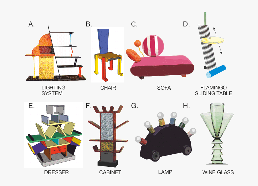 Memphis Style Design Furniture, Transparent Clipart