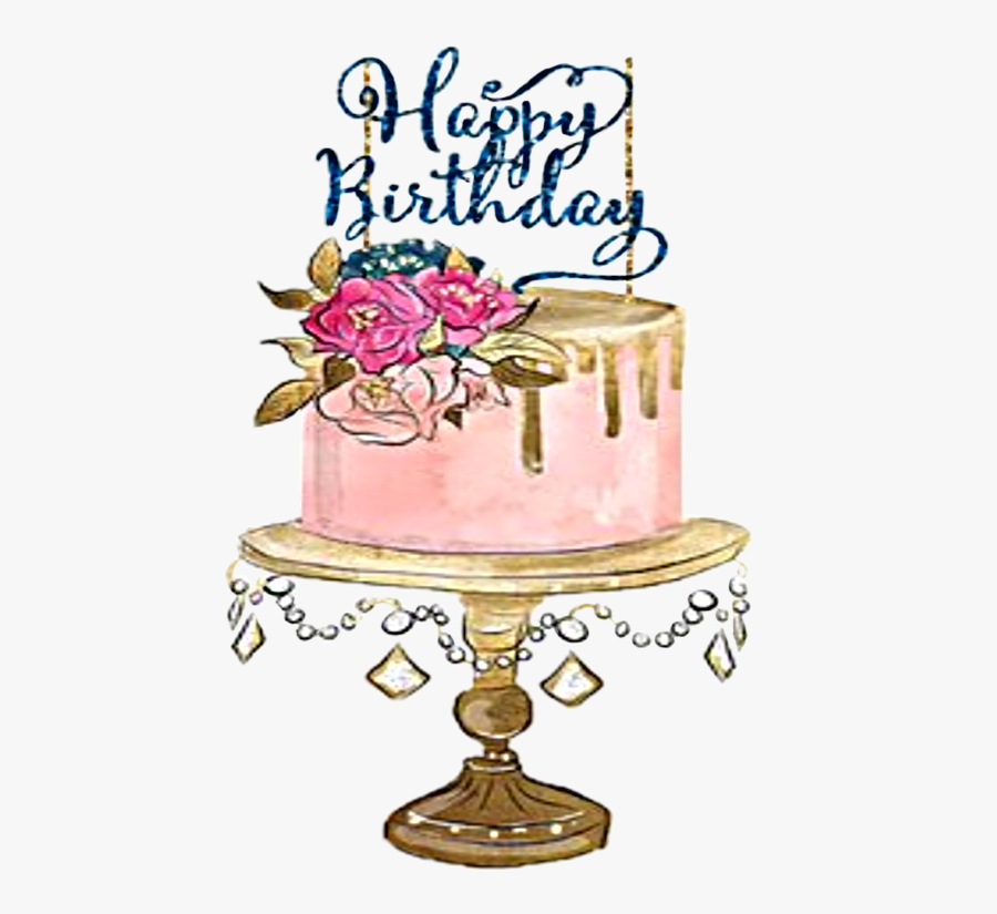 #watercolor #cake #birthday #happy #happybirthday #cakestand - حلويات رويال, Transparent Clipart