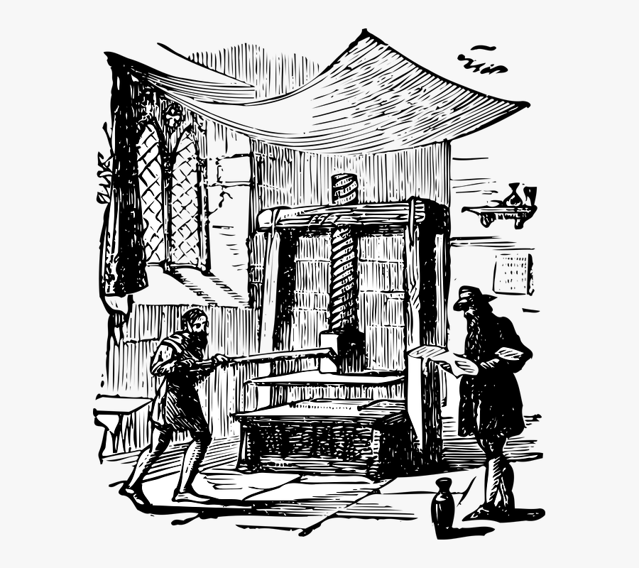 Retro, Printing Press, Gutenberg - Gutenberg Press Illustration, Transparent Clipart