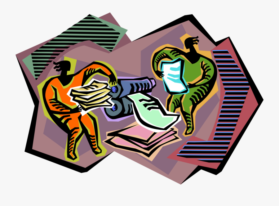 Vector Illustration Of Printing Press Operators Print, Transparent Clipart