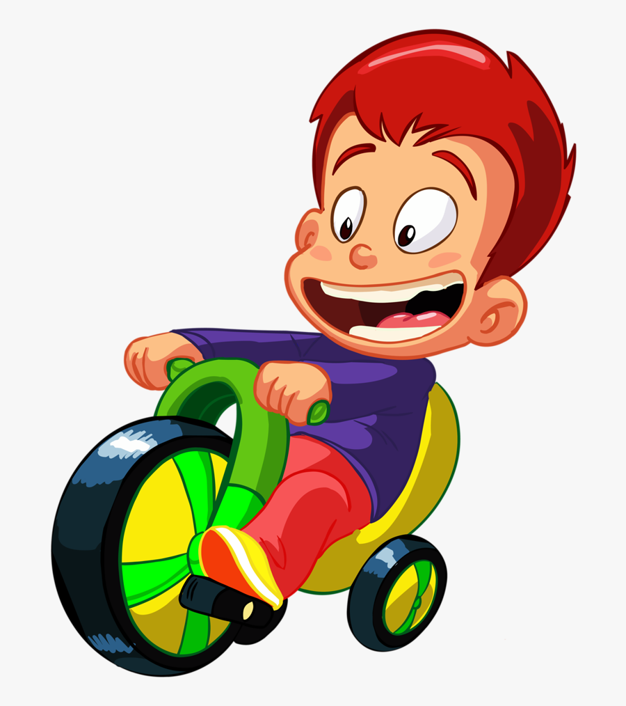 Boy With Bike Cartoon, Transparent Clipart