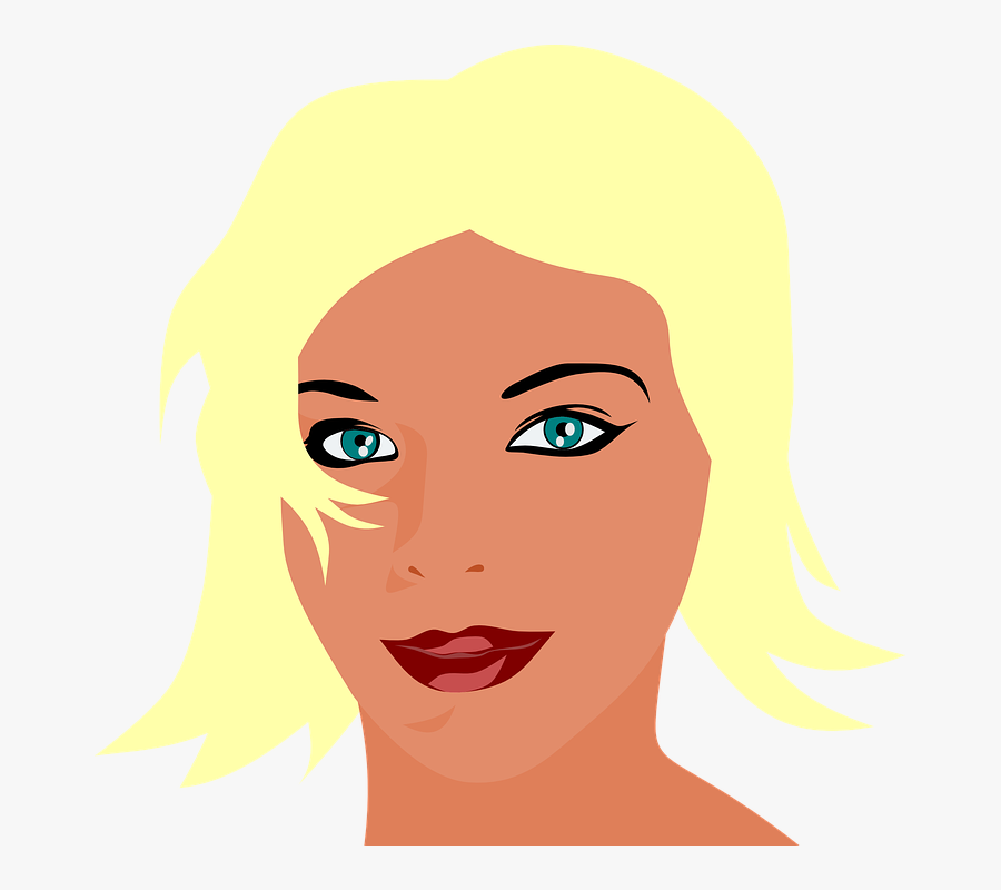 Face Head Eyes Green Woman Girl Lips Hair Mouth - Red Haired Woman Cartoon, Transparent Clipart