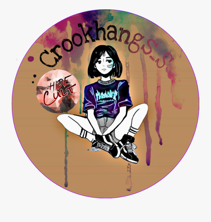 #crookhangs #sticker #hide #game - Girl With Short Hair And Skateboard Drawing, Transparent Clipart