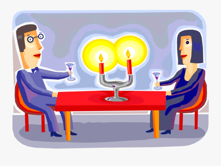 Vector Illustration Of Romantic Couple Share Evening, Transparent Clipart