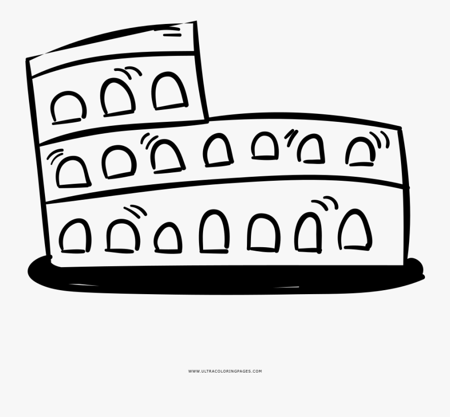 Colosseum Coloring Page - Coliseum Para Dibujar, Transparent Clipart