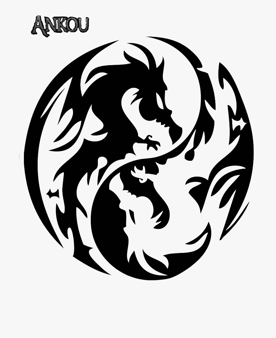 Yinyang Tattoos Clipart Outline - Yin Yang Dragon Png, Transparent Clipart