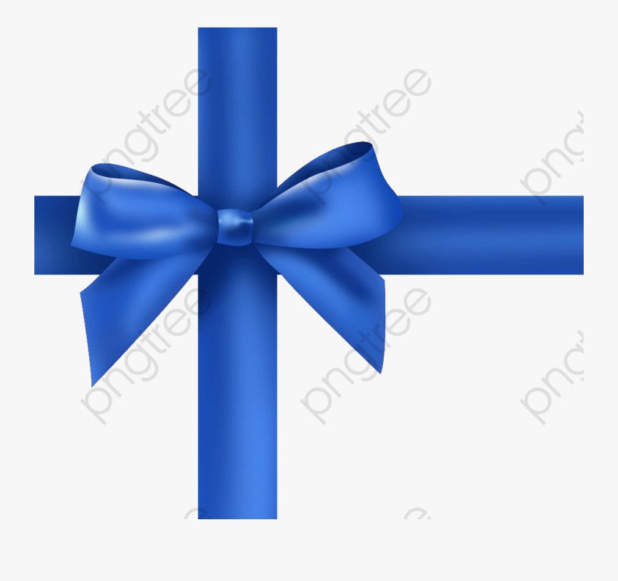 Blue Ribbon Bow Png - Gift Pack With Ribbon, Transparent Clipart