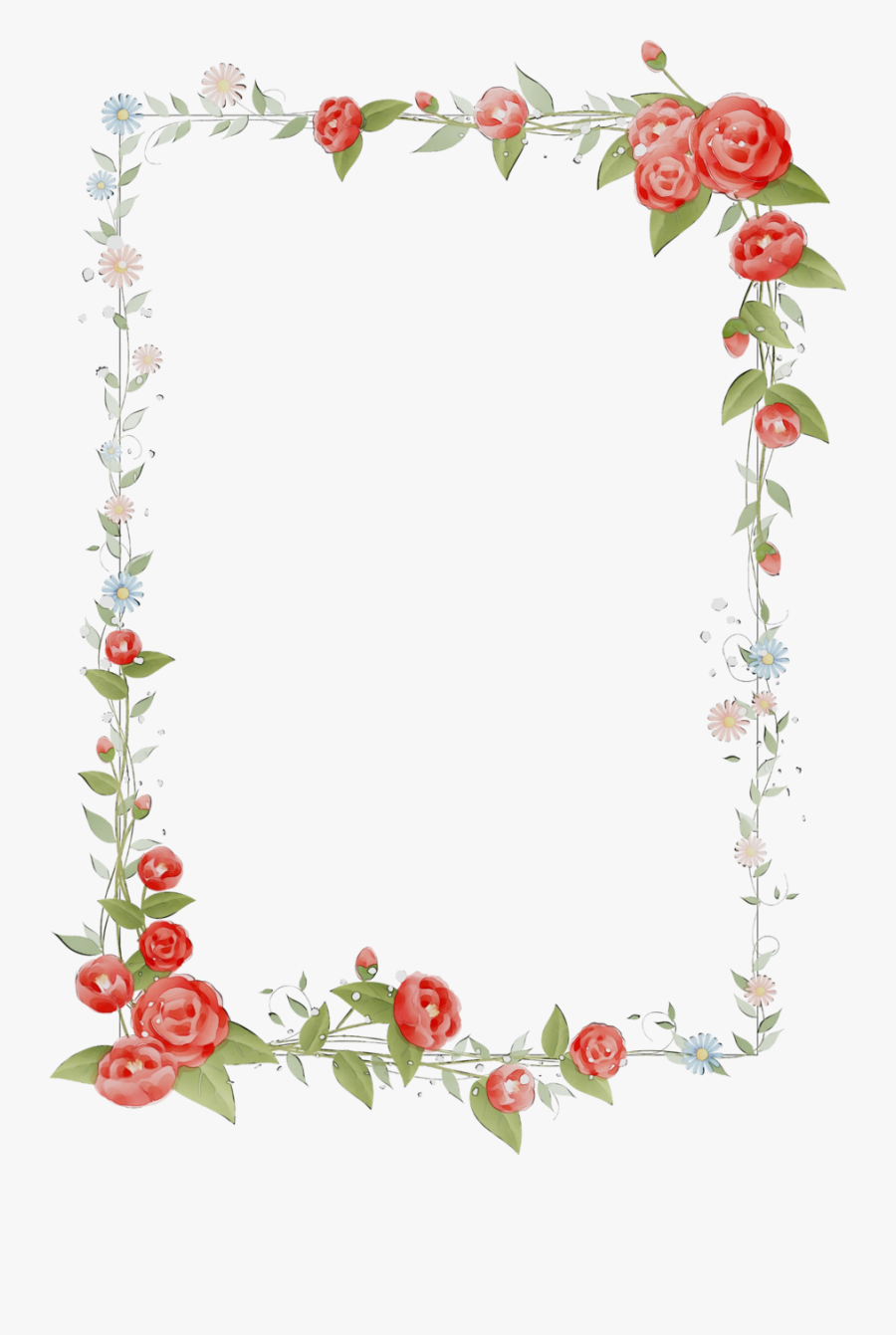 Hearts And Flowers Border Clipart - Design Background In Microsoft, Transparent Clipart