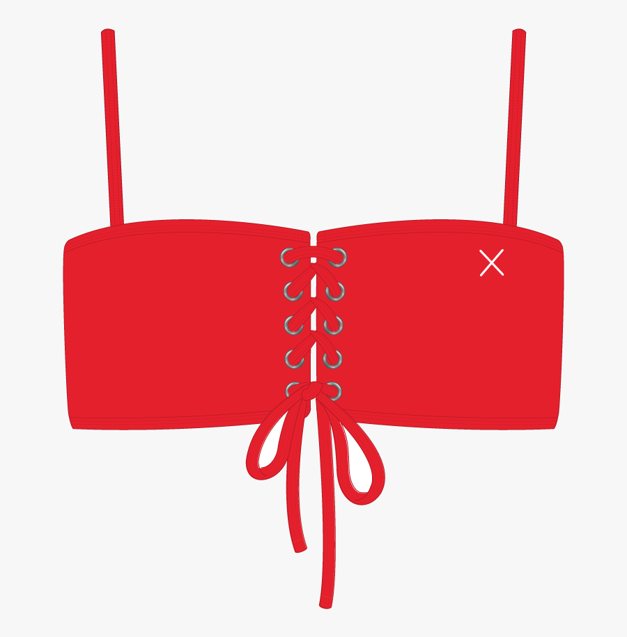 Rose Red Lace Up Bikini Top - Red Lace Up Png, Transparent Clipart