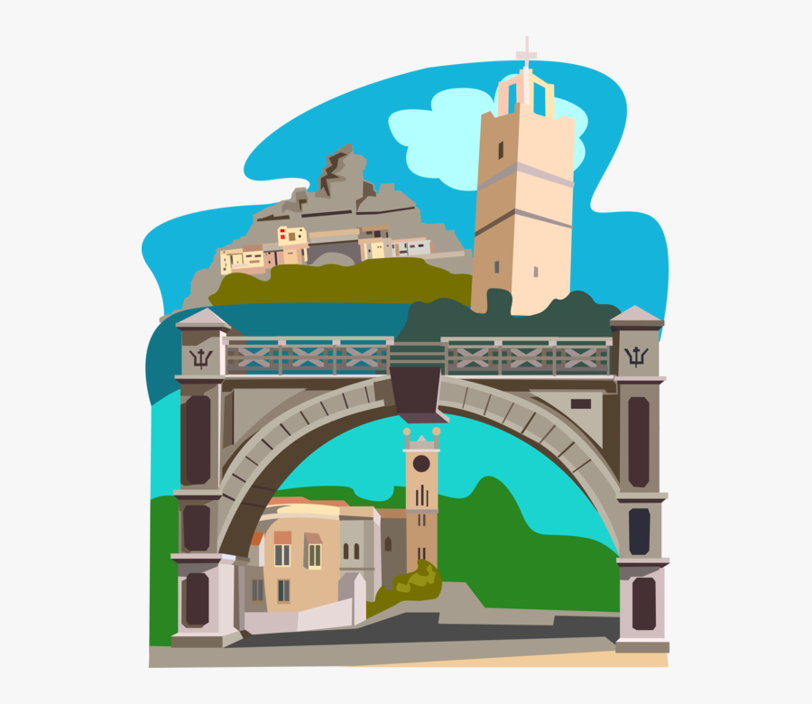 Vector Illustration Of Parliament In Bridgetown, Arch, - Parliament Building Barbados Art, Transparent Clipart