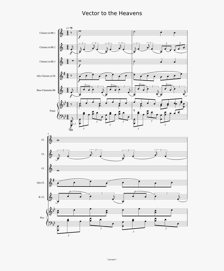 Transparent Clarinet Clipart Black And White - Vector To The Heavens Clarinet Sheet Music, Transparent Clipart