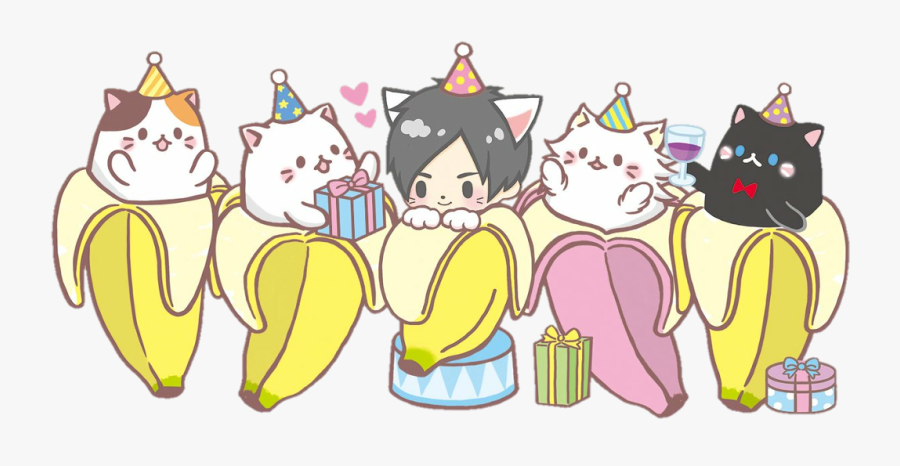 #scbanana #banana #bananya #cat #birthday #party #gifts - Bananya Cat Party, Transparent Clipart