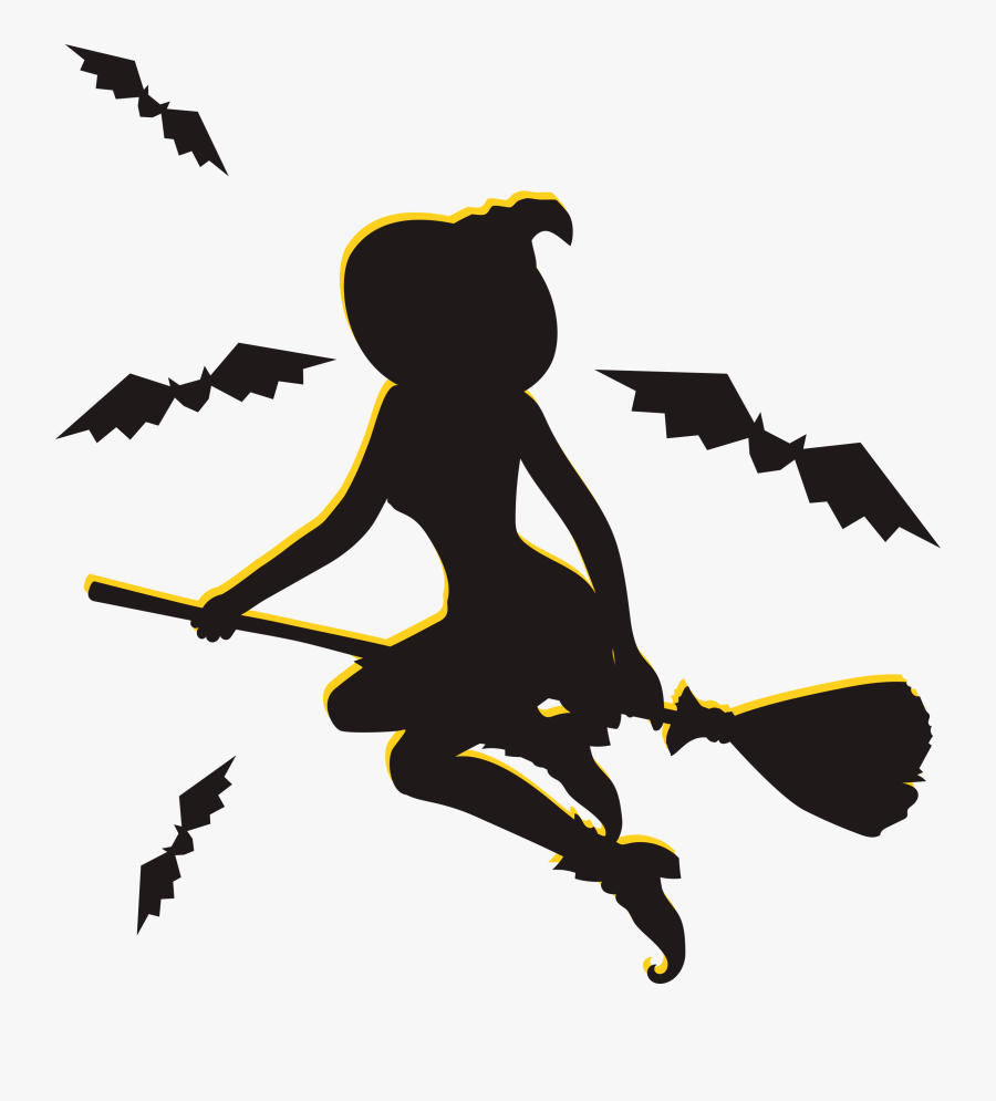 Halloween Witch Poster - Transparent Silhouette Flying Witch, Transparent Clipart