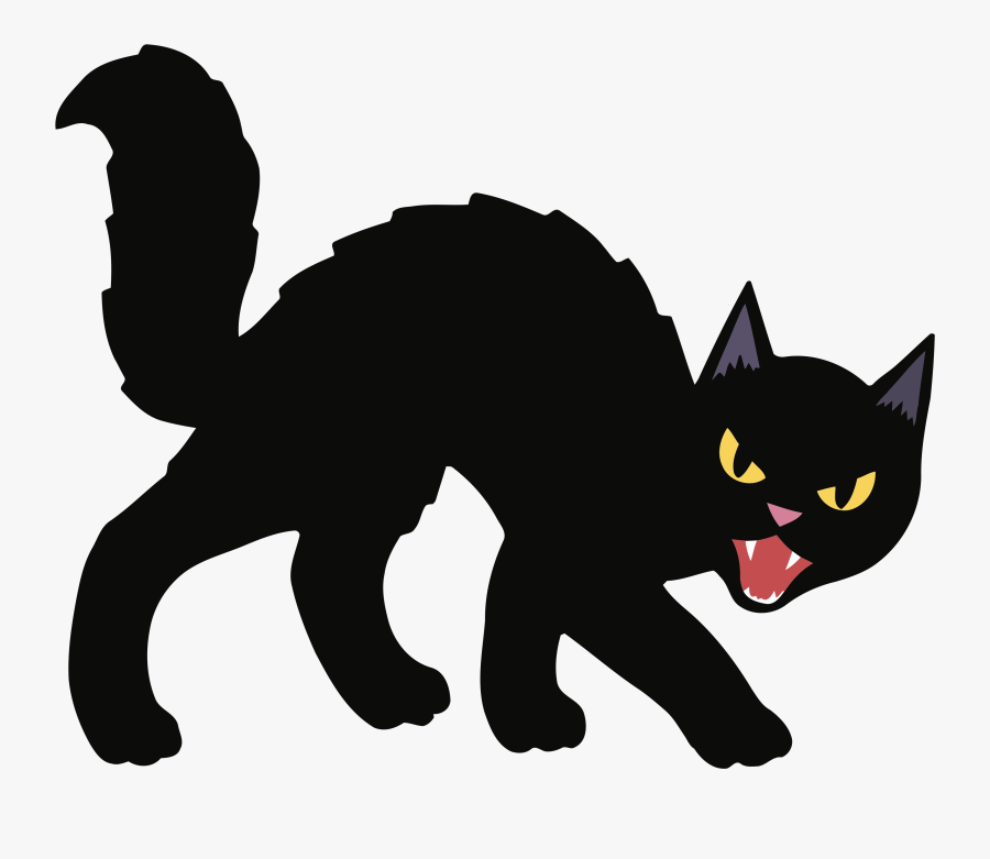 Black Cat Kitten Halloween Clip Art - Black Cat Halloween Cartoon, Transparent Clipart