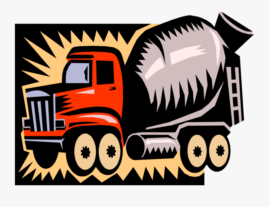 Vector Illustration Of Construction Industry Heavy - Concrete Mixer, Transparent Clipart