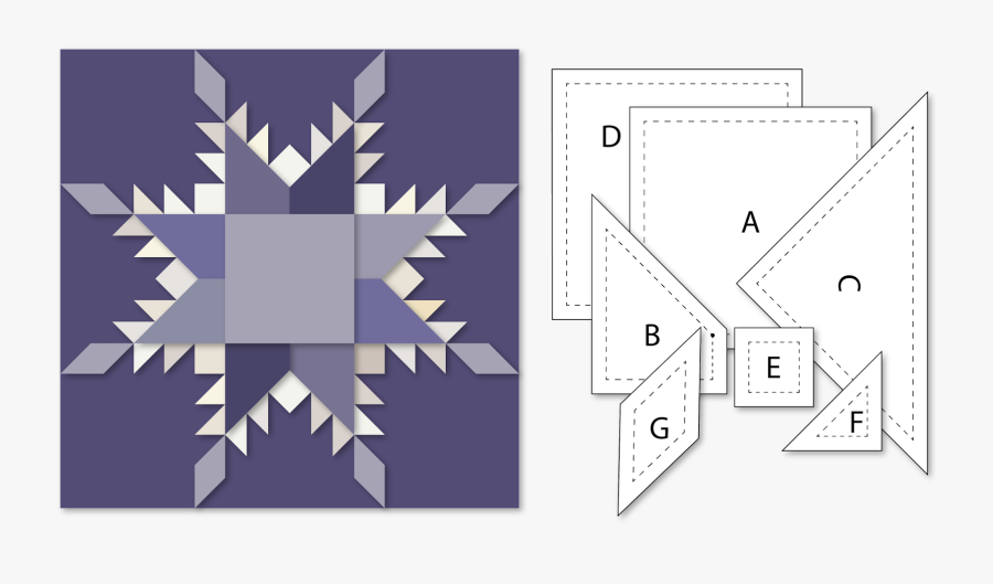 Feathered Star Quilt Blocks, Transparent Clipart
