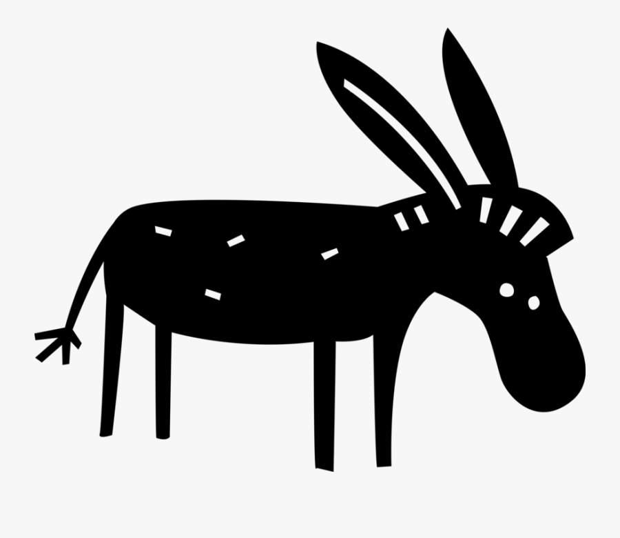 Vector Illustration Of Domesticated Donkey Or Ass - Burro, Transparent Clipart
