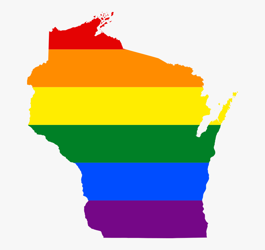 716px-lgbt Flag Map Of Wisconsin - Wisconsin Clip Art, Transparent Clipart