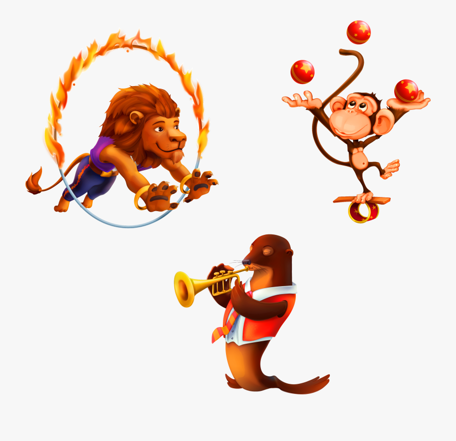 Juggling Circus Monkey Royalty-free - Lion Jumping Through Hoop, Transparent Clipart