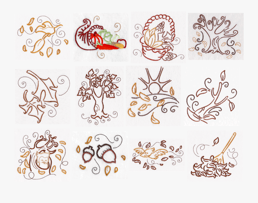 Transparent Fall Leave Png - Embroidery Designs Drawing, Transparent Clipart