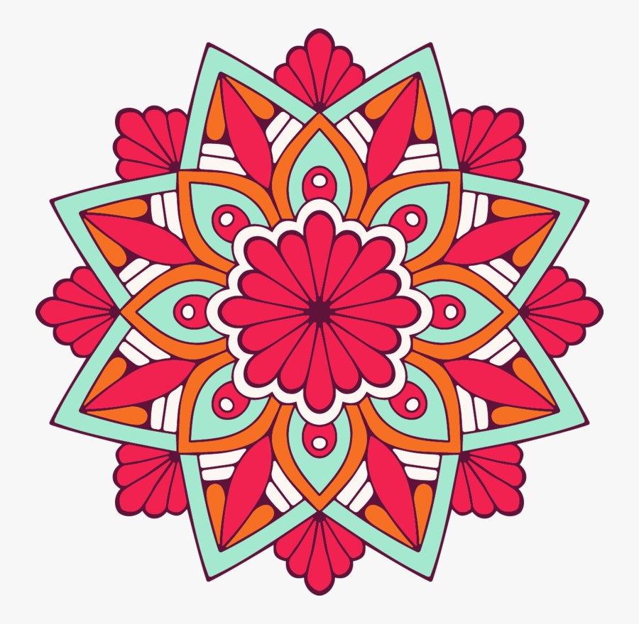 Symmetry Art Cross Embroidery Stitch Free Png Hq - Red Mandala Flower Png, Transparent Clipart