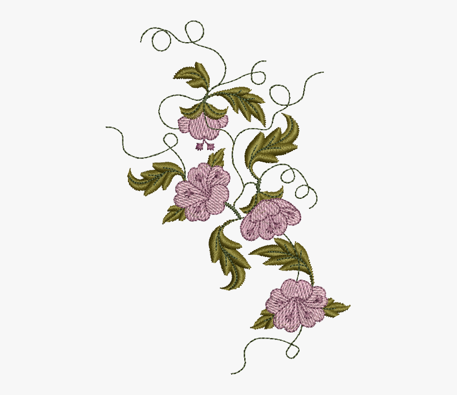 Transparent Flowers Embroidery - Transparent Floral Embroidery Png, Transparent Clipart