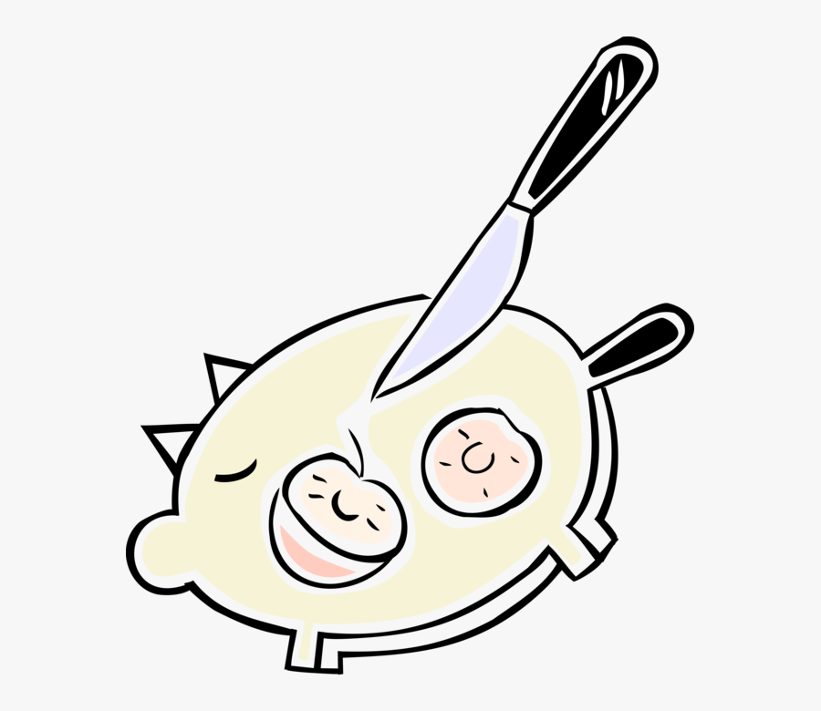 Vector Illustration Of Kitchen Cutting Board With Knife, Transparent Clipart