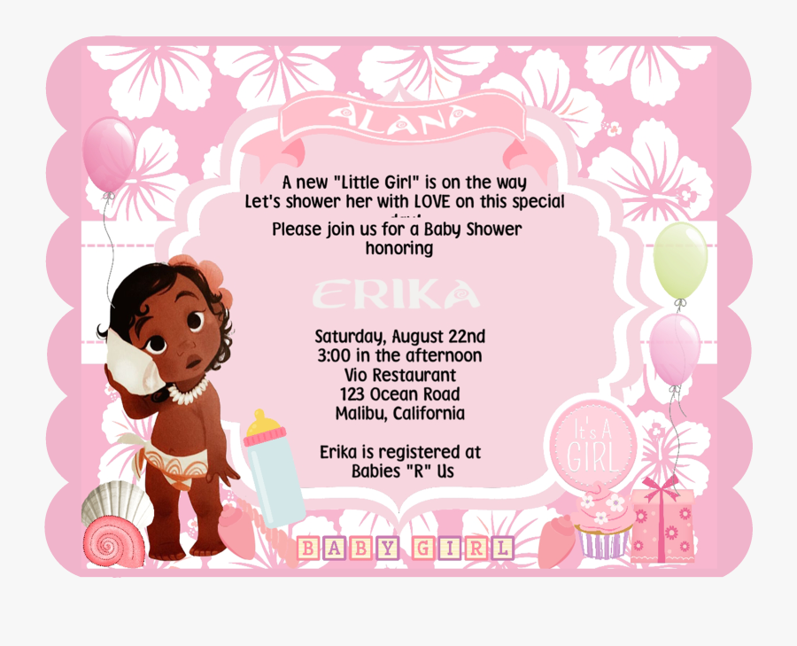 Baby Moana Baby Shower Invitation, Transparent Clipart