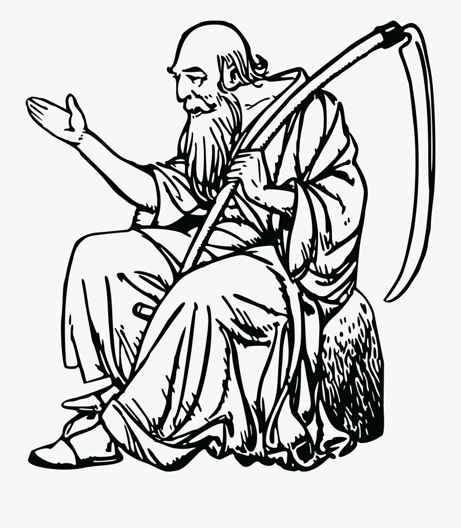 Free Clipart Of A Man Sitting With A Scythe - Old Man With Scythe, Transparent Clipart