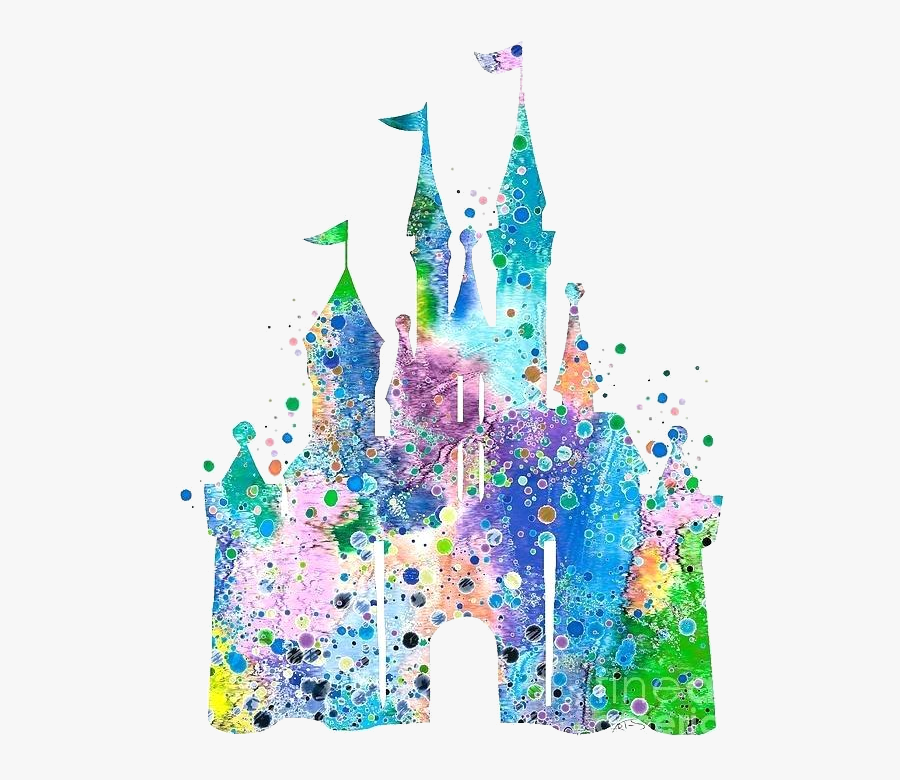 Disney Castle Canvas Wall Art Watercolor Print Digital - Watercolor Disney Castle Png, Transparent Clipart